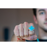 STONE CROSS RING TURQUESA
