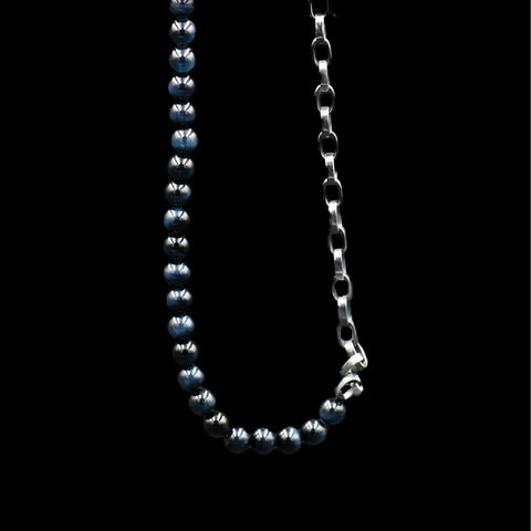 GRAY TIGER EYE & SILVER NECKLACE