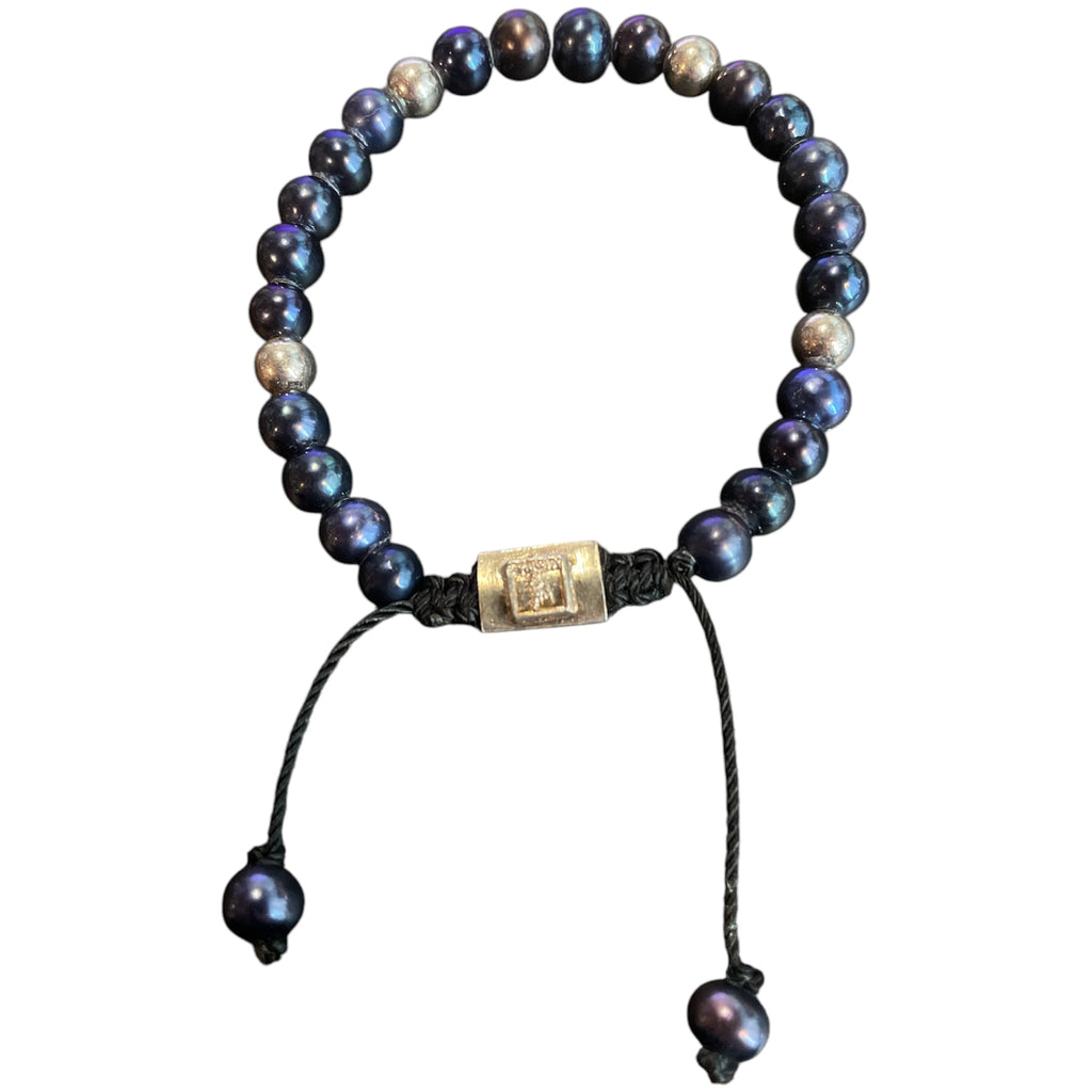 5 BALL BLUE PEARL BRACELET