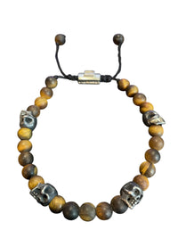5 SKULLS OJO DE TIGRE MATTE BRACELET