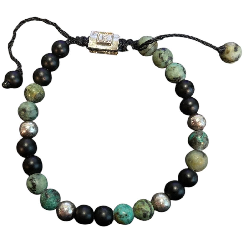 5 BALL COMBINED BEADS AFRICAN TURQUOISE AND ONIX