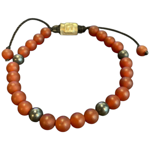 5 BALL RED CORNALINE MATTE BRACELET
