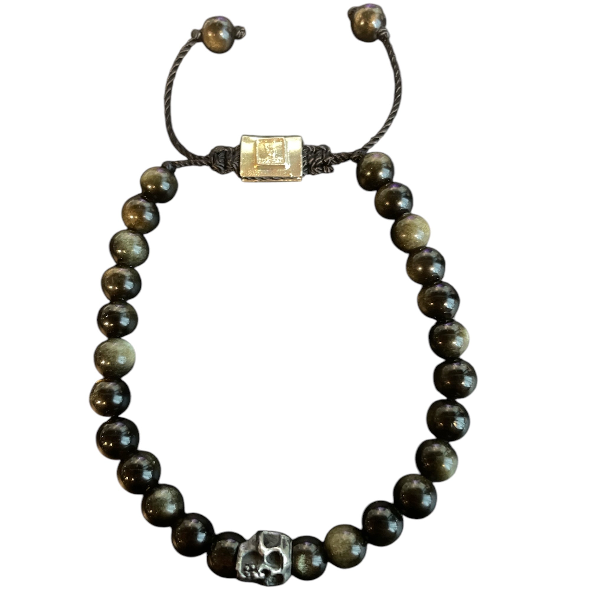 ONE SKULL GOLDEN OBSIDIAN BRACELET
