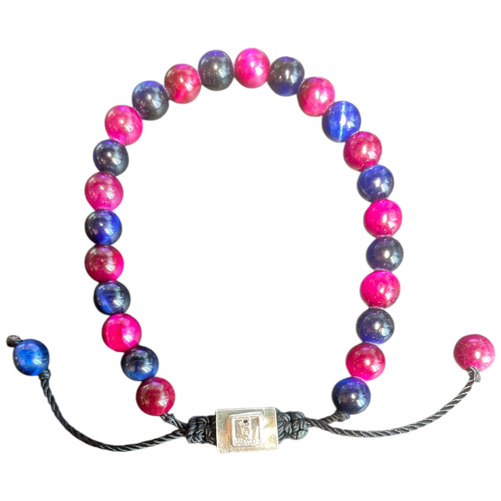 COMBINED BEADS PINK AND BLUE TIGER EYE