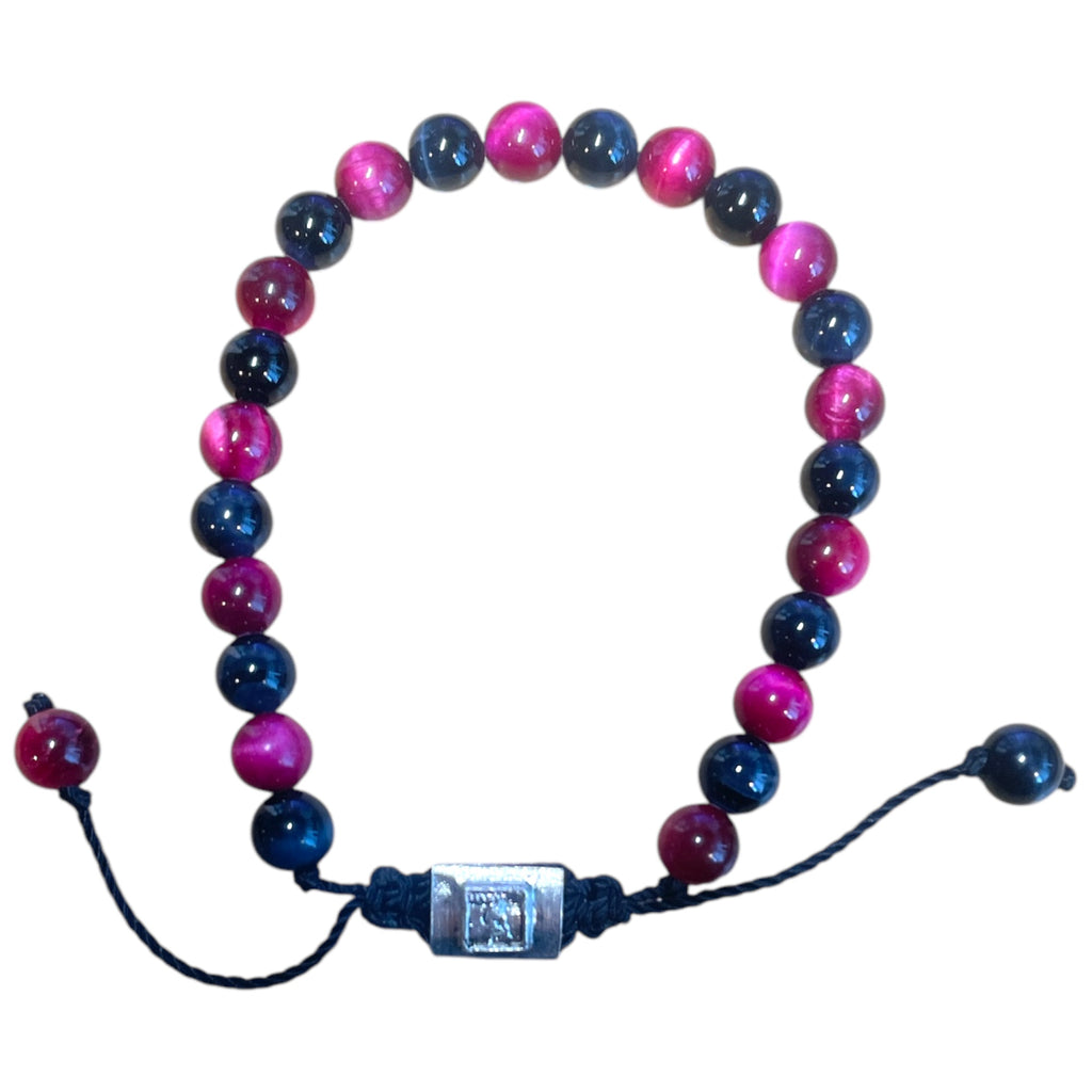COMBINED BEADS PINK AND GRAY TIGER EYE