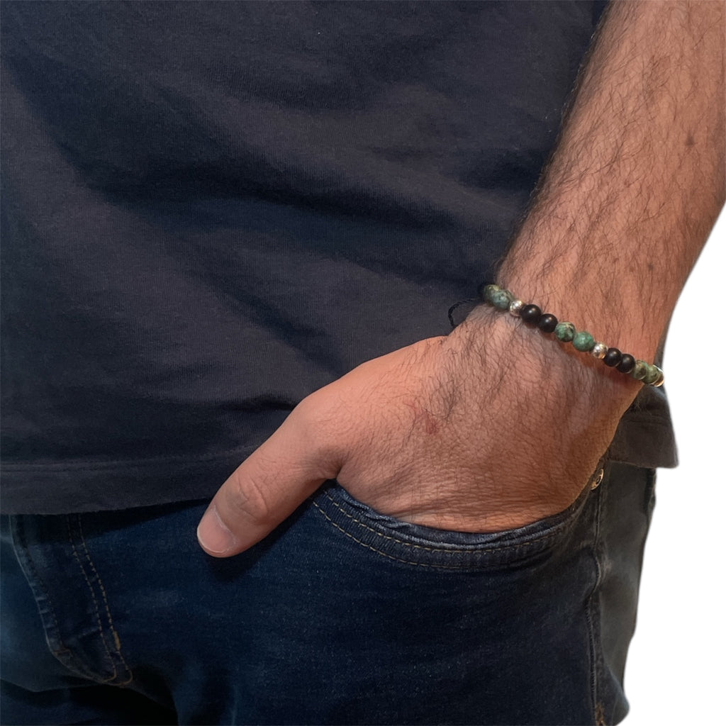 5 BALL COMBINED BEADS AFRICAN TURQUOISE AND ONIX