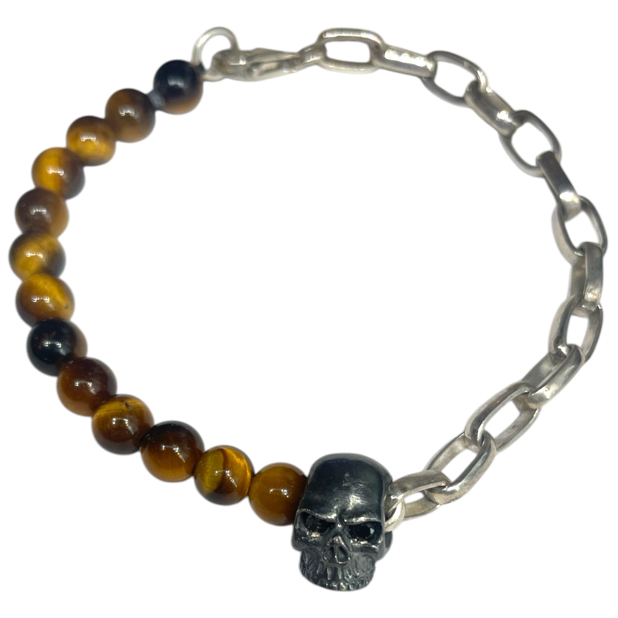 SKULL SILVER N STONE BRACELET