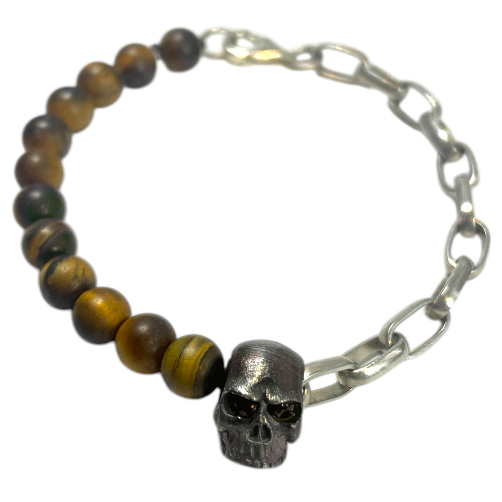 SKULL SILVER N STONE BRACELET