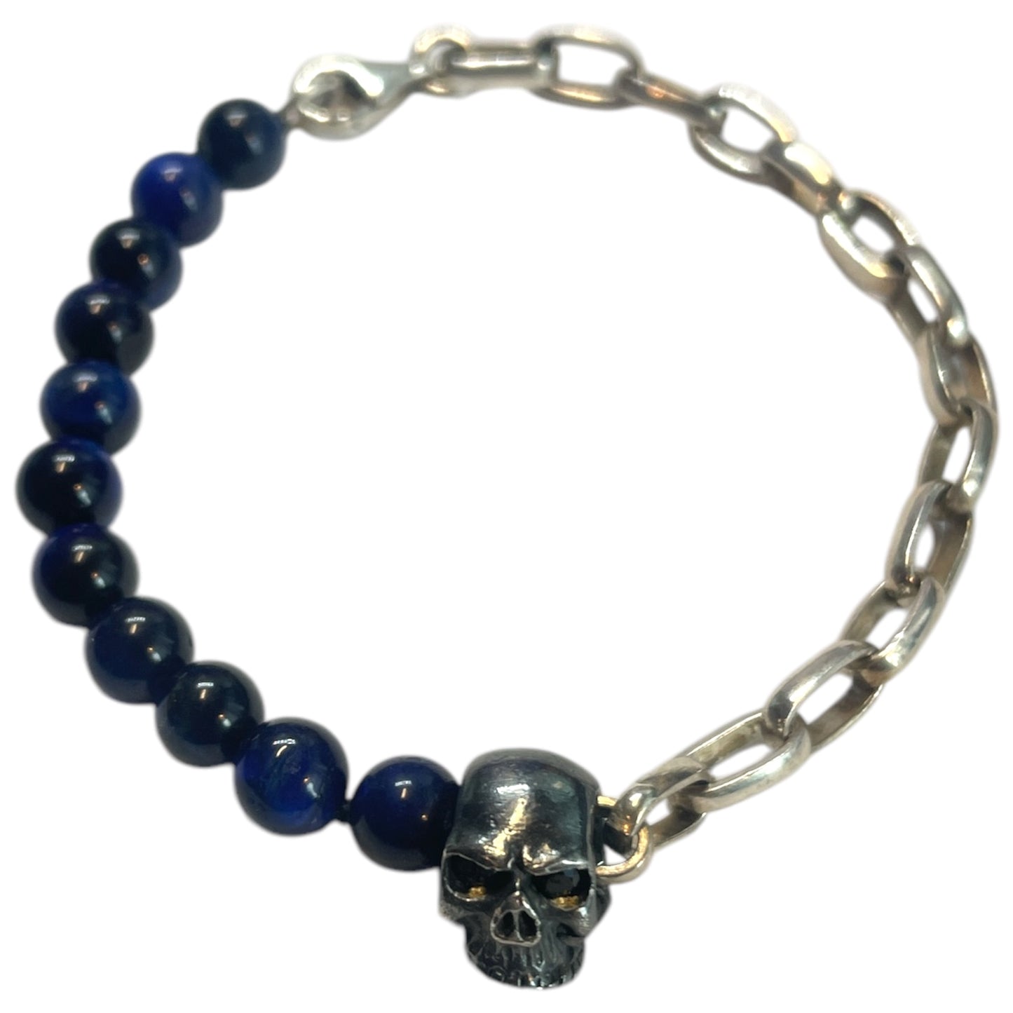 SKULL SILVER N STONE BRACELET