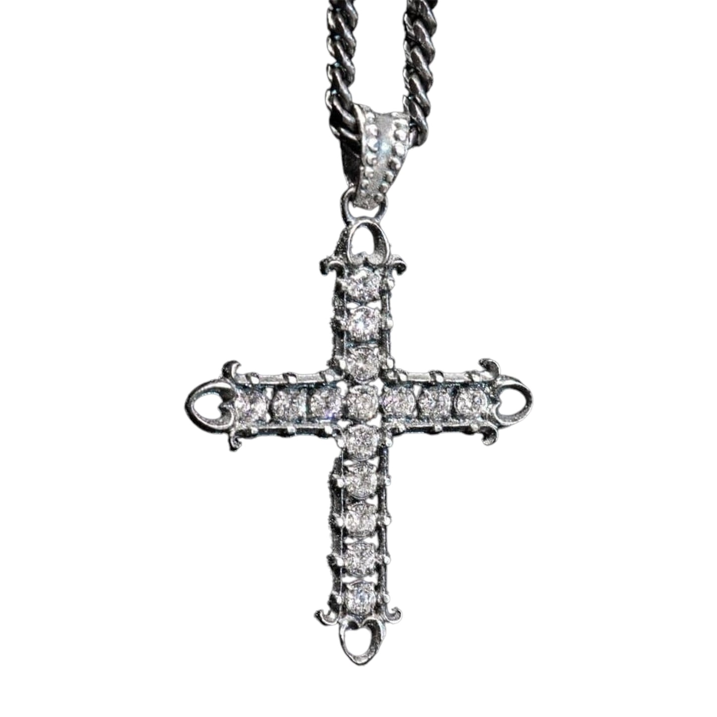 HEART CROSS ZIRCONIA BLANCA