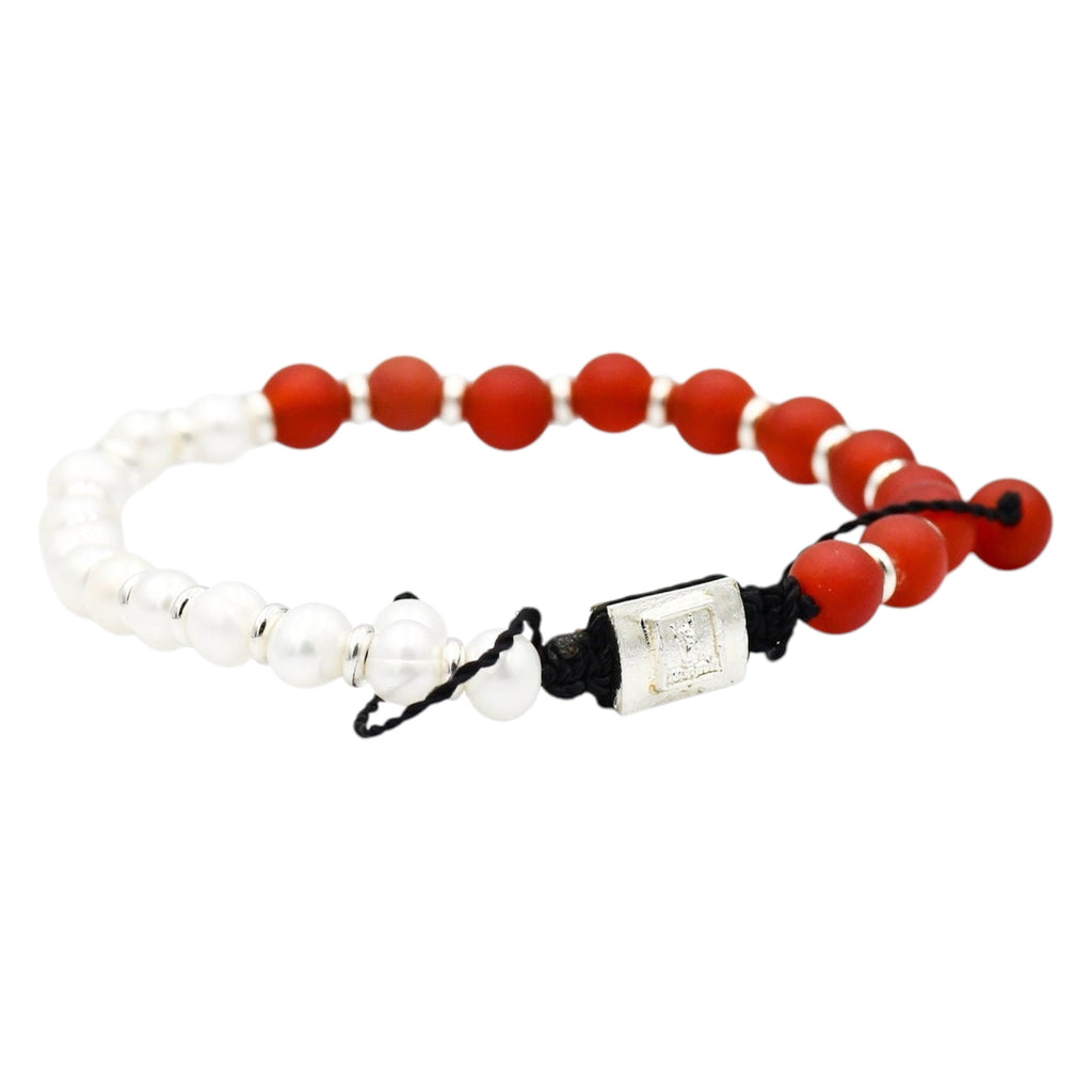 PEARL ORANGE CORNALINE MATTE DONUT BRACELET