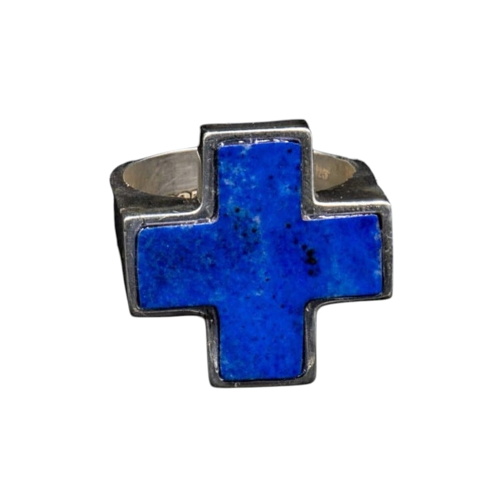 STONE CROSS RING LAPISLAZULI