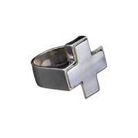 STONE CROSS RING MOTHER PEARL