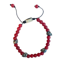 5 SKULLS GRANATE ROJO BRACELET