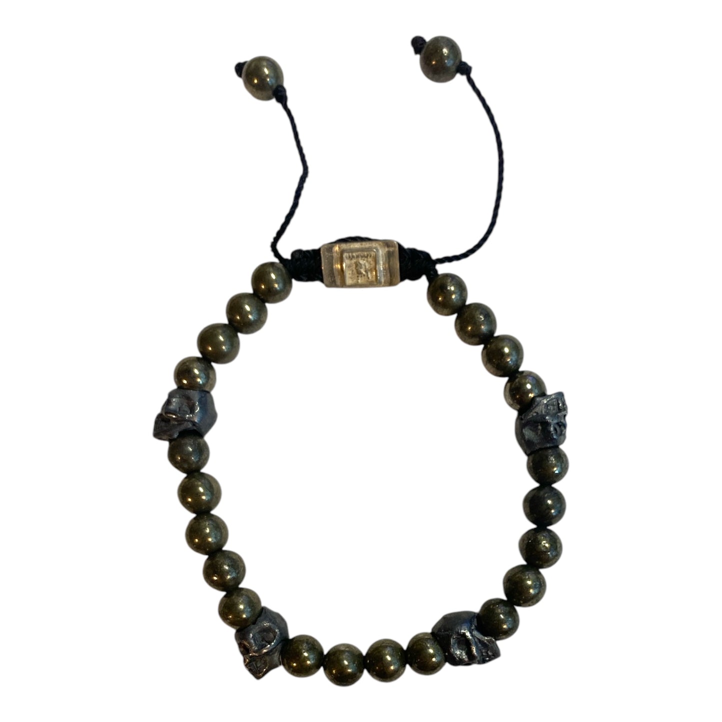5 SKULLS ROUND PIRITE BRACELET