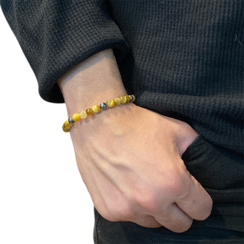 5 BALL BLONDE TIGER EYE BRACELET