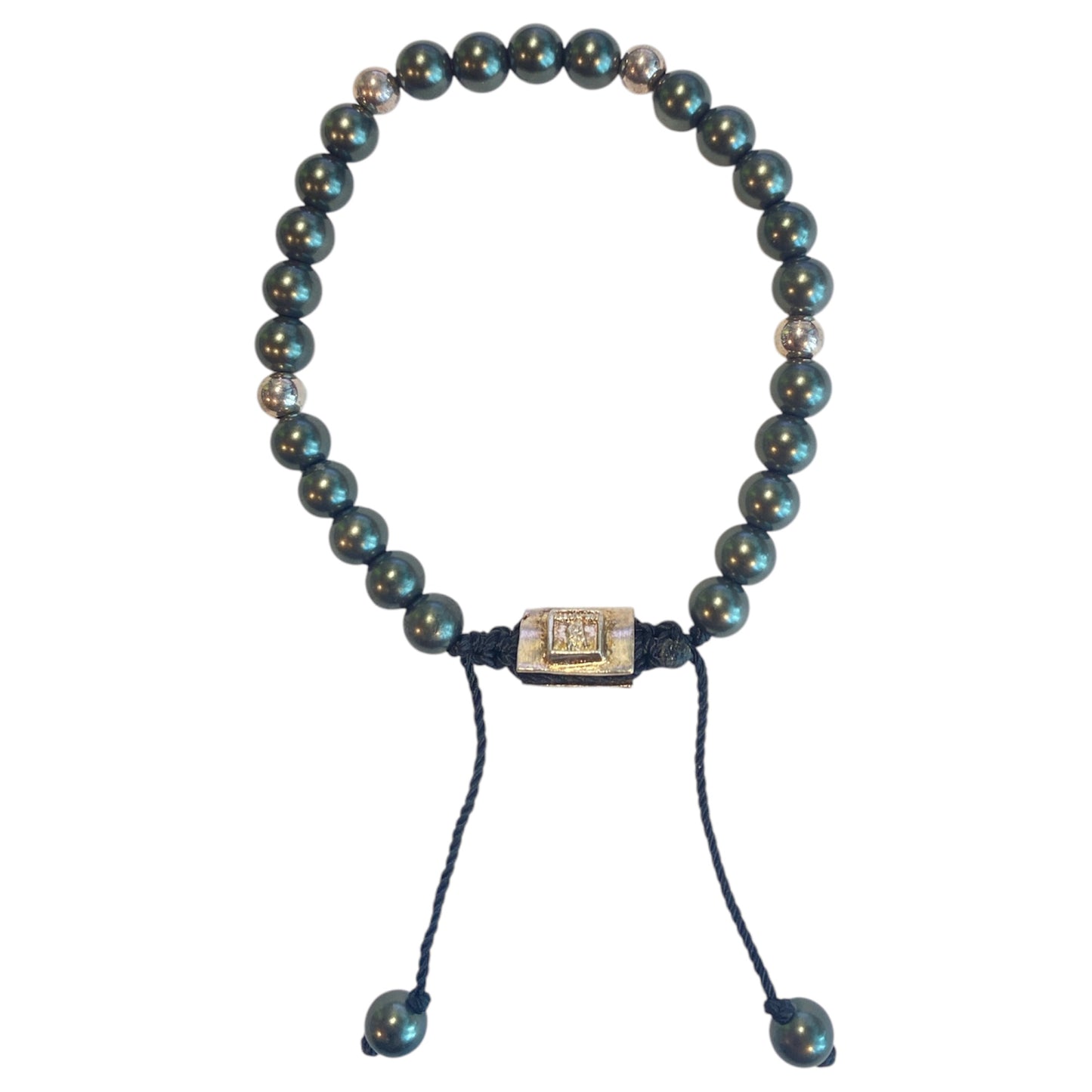 5 BALL GREEN HEMATITE BRACELET