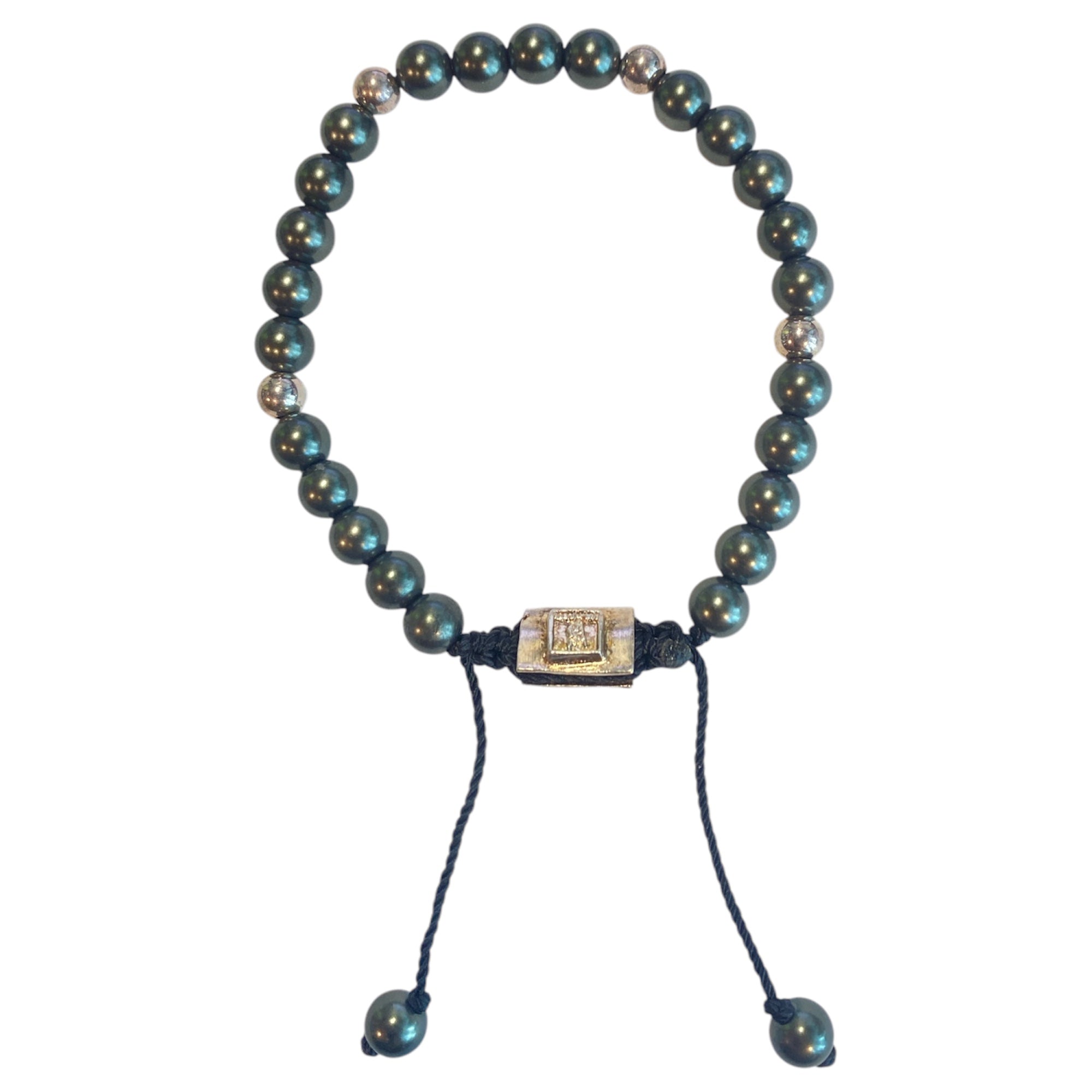 5 BALL GREEN HEMATITE BRACELET