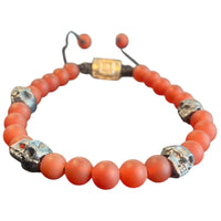 5 SKULLS ORANGE CORNALINE MATTE BRACELETE