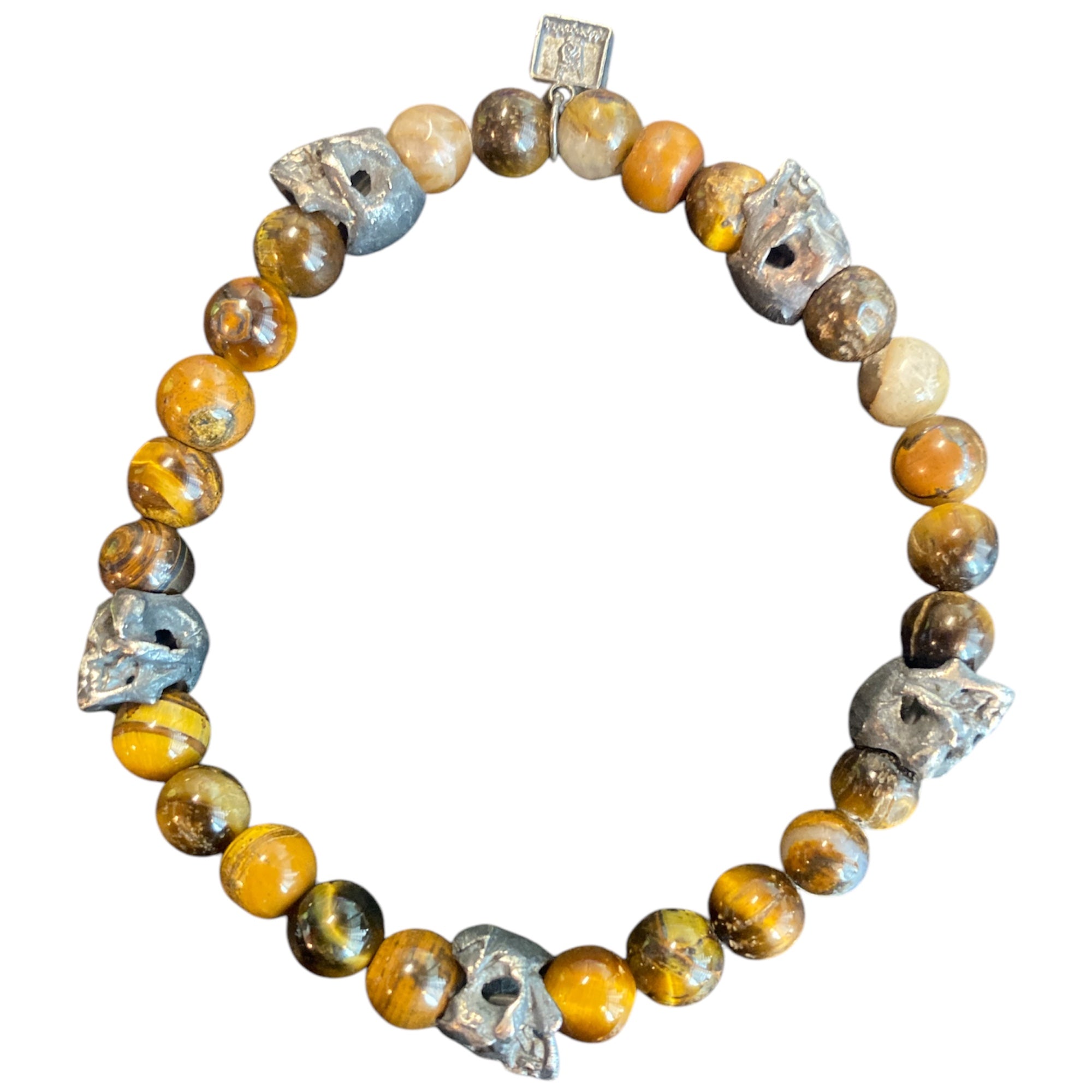 5 SKULLS TIGER EYE ELASTIC