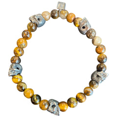 5 SKULLS TIGER EYE ELASTIC