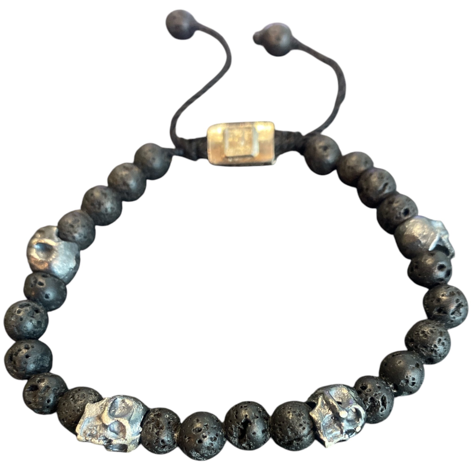 5 SKULLS BLACK VOLCANIC BRACELET
