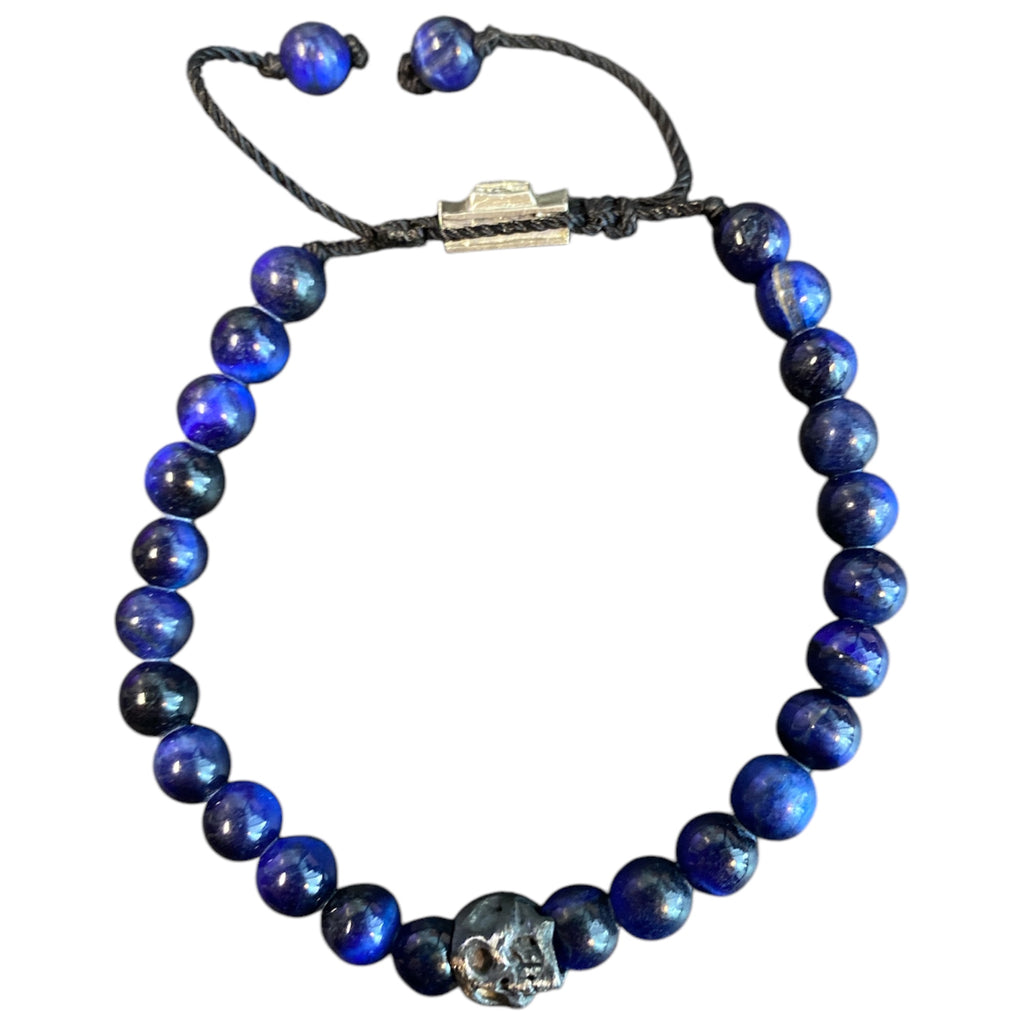 ONE SKULL TIGER EYE BLUE BRACELET