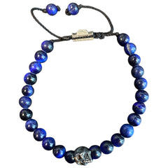 ONE SKULL TIGER EYE BLUE BRACELET