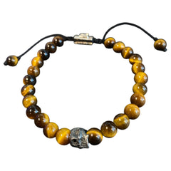 ONE SKULL TIGER EYE BRACELET