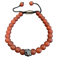 ONE SKULL ORANGE CORNALINE MATTE BRACELET
