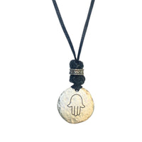 LEATHER AMULET CIRCLE HAMSA HAND