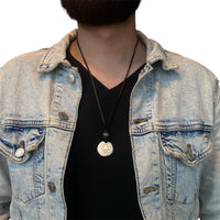 LEATHER AMULET CIRCLE HAMSA HAND