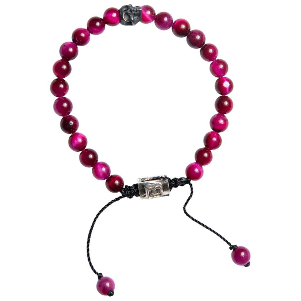ONE SKULL TIGER EYE PINK BRACELET