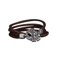 CROSSBONE LEATHER DOUBLE BRACELET