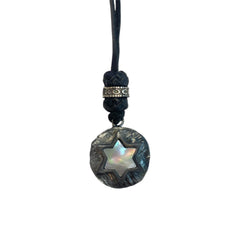 LEATHER AMULET D.STAR STONE