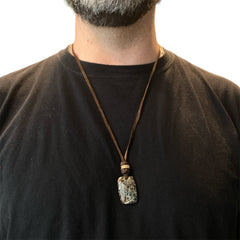 STONE LEATHER NECKLACE ORCELA FOSIL