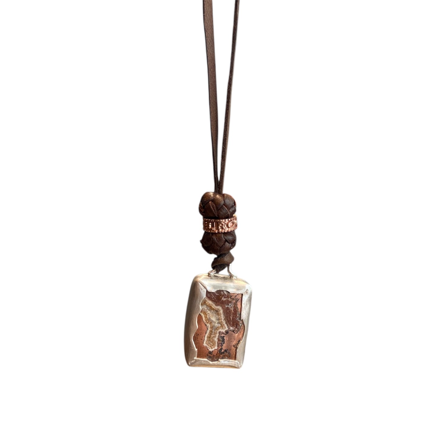 LEATHER AMULET SILVER STONE