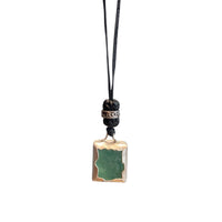 LEATHER AMULET SILVER STONE