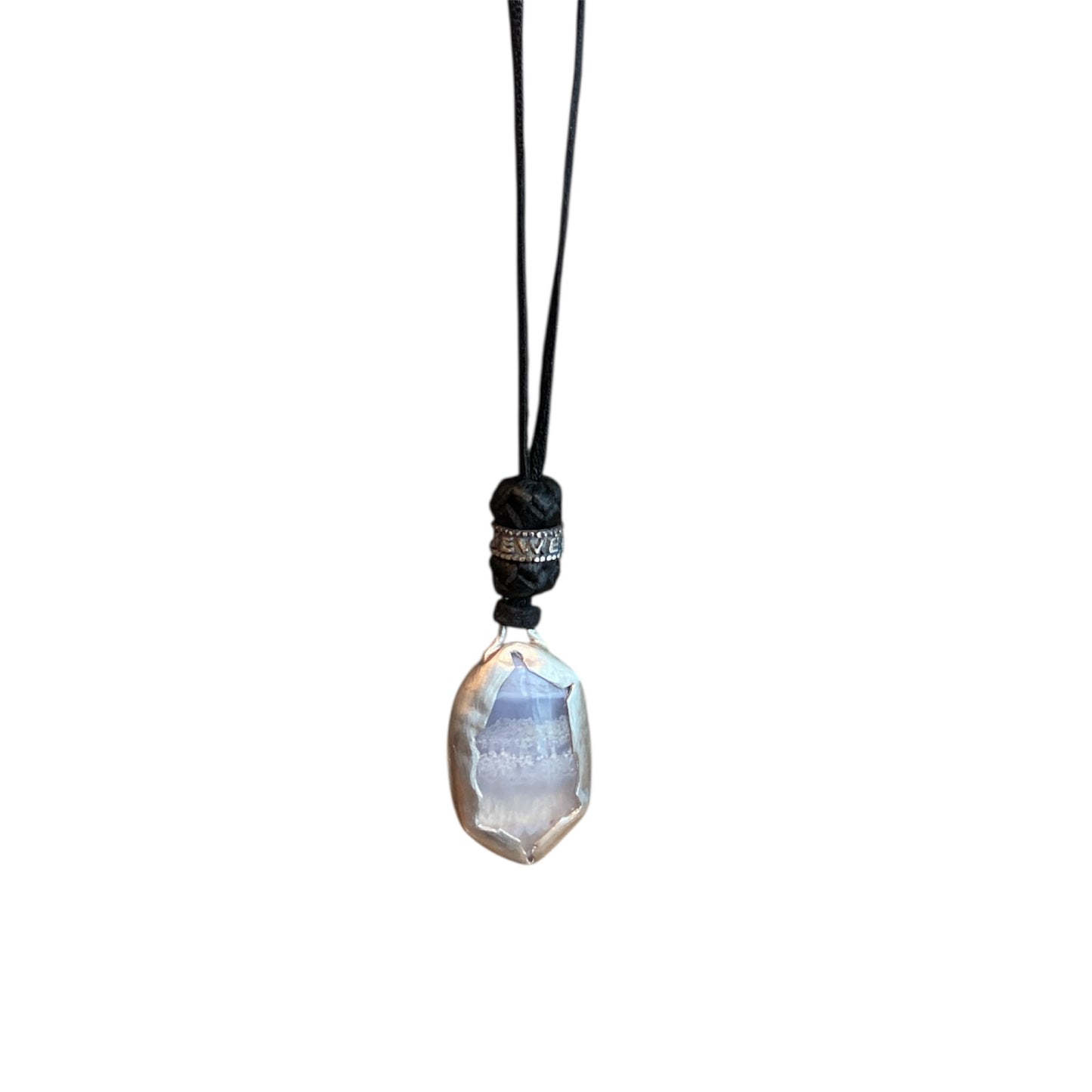 LEATHER AMULET SILVER STONE