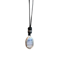 LEATHER AMULET SILVER STONE