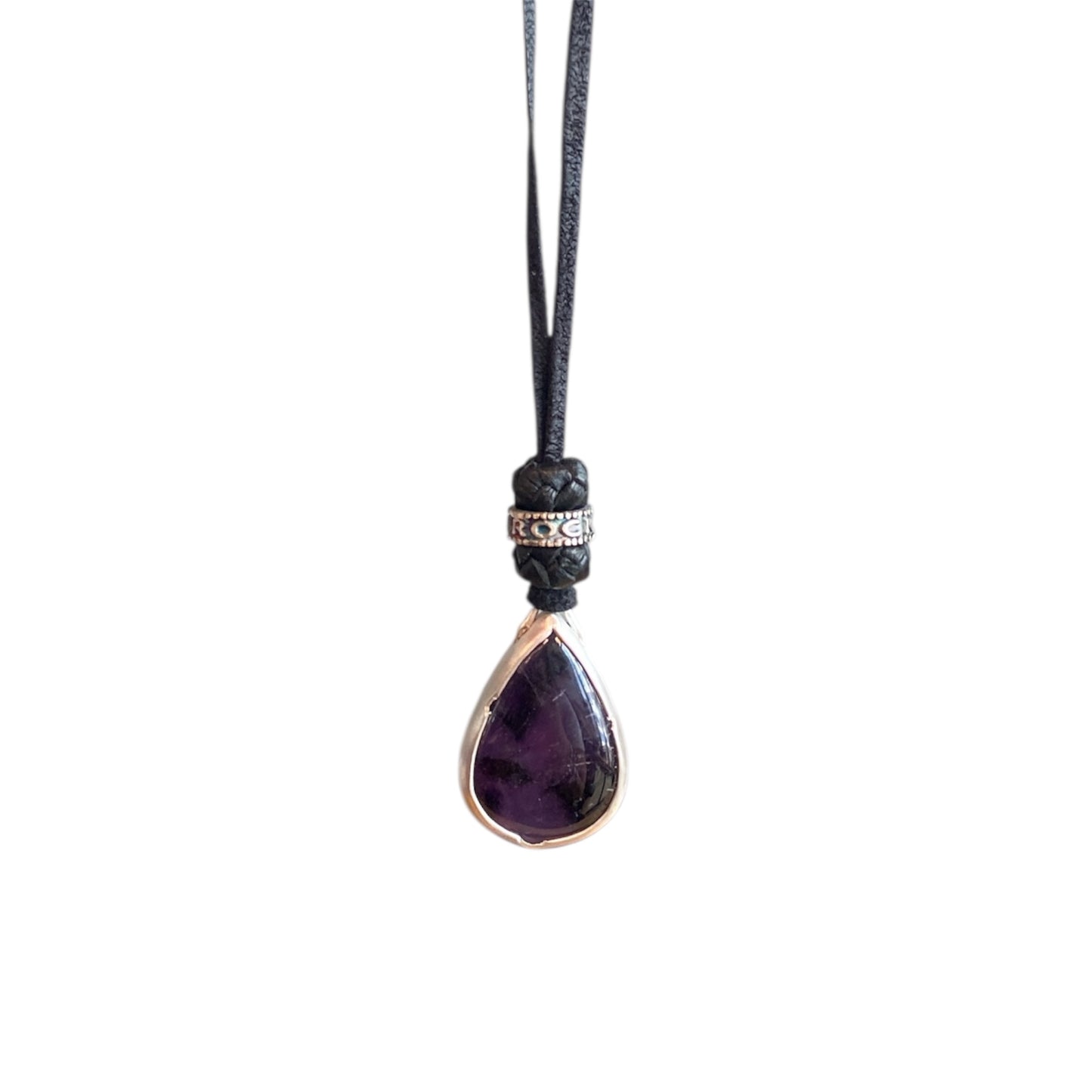 LEATHER AMULET SILVER STONE