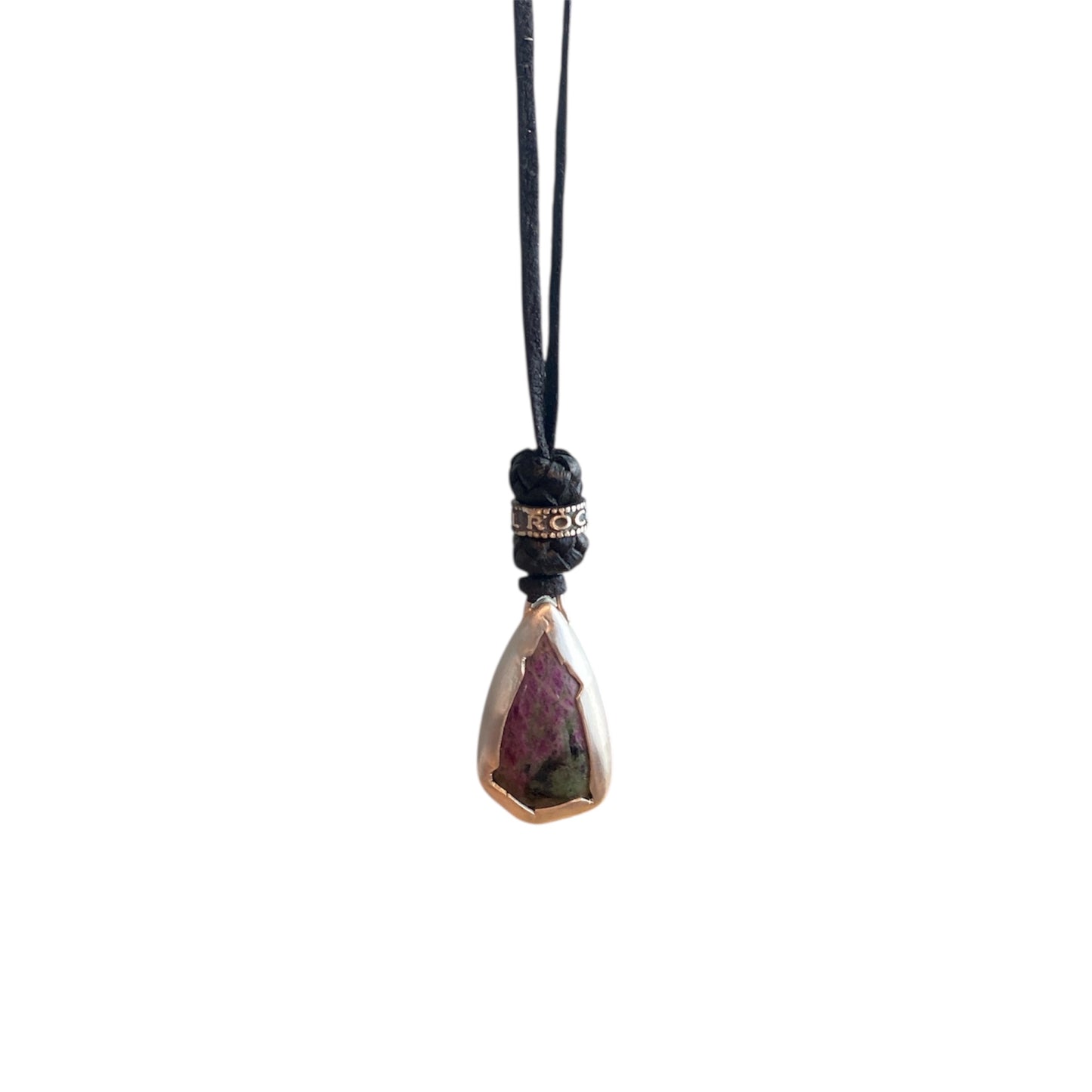 LEATHER AMULET SILVER STONE