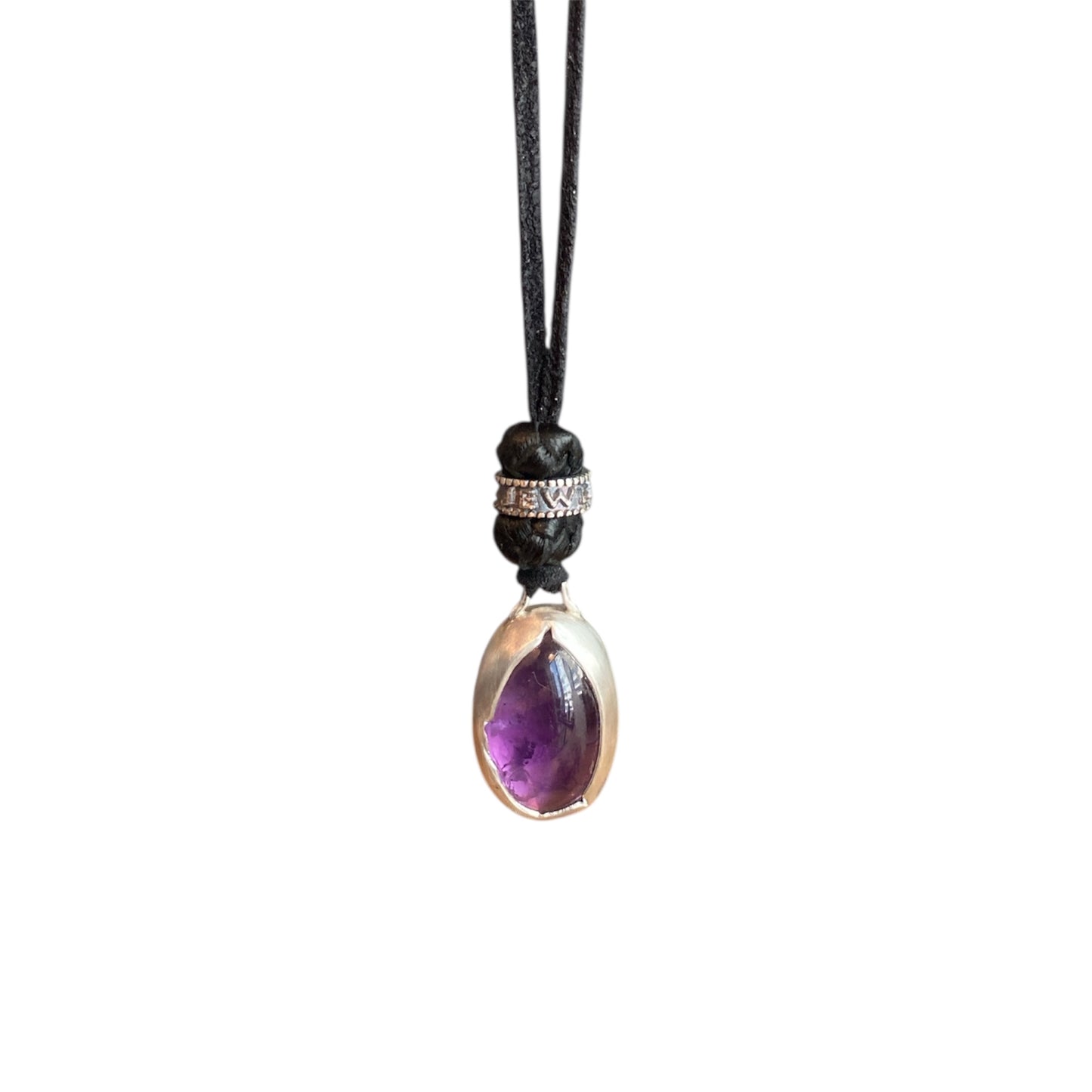 LEATHER AMULET SILVER STONE