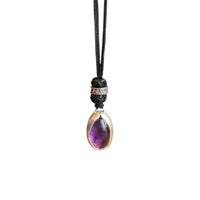LEATHER AMULET SILVER STONE