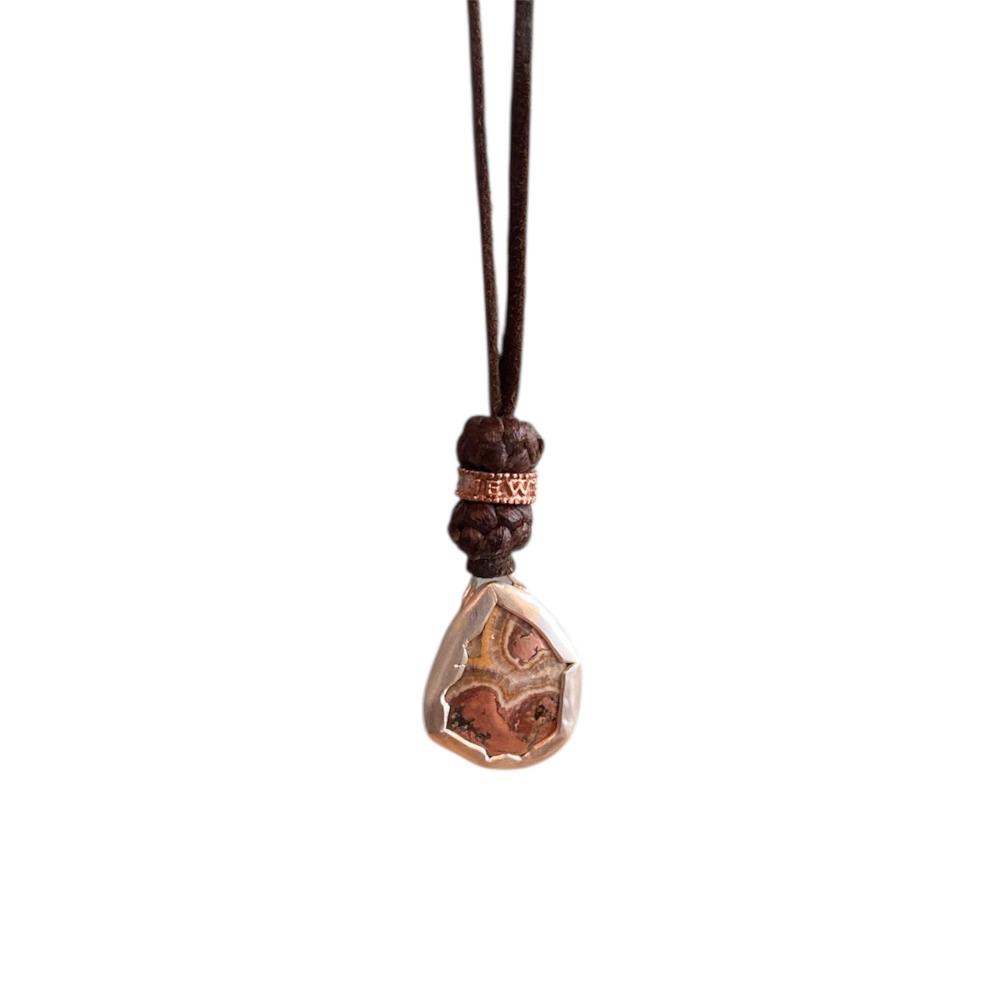 LEATHER AMULET SILVER STONE