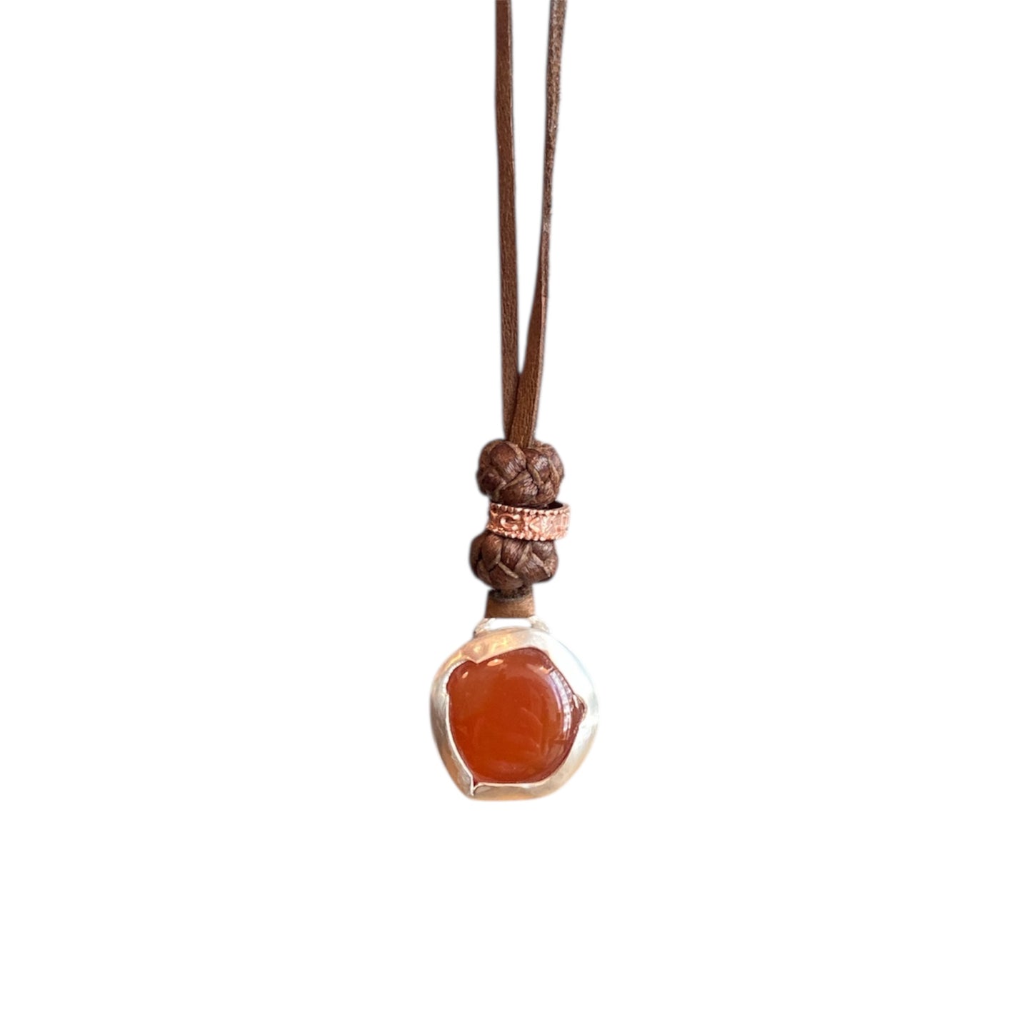 LEATHER AMULET SILVER STONE