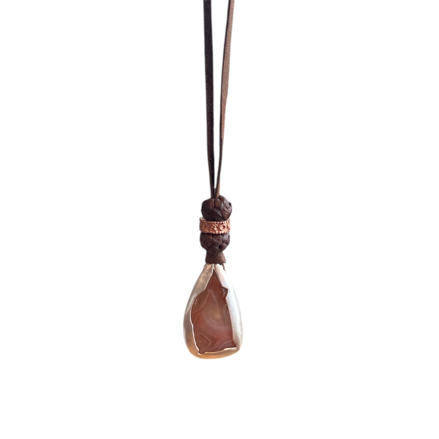 LEATHER AMULET SILVER STONE