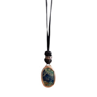 LEATHER AMULET SILVER STONE