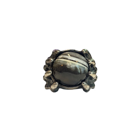 SKULL HAND STONE RING