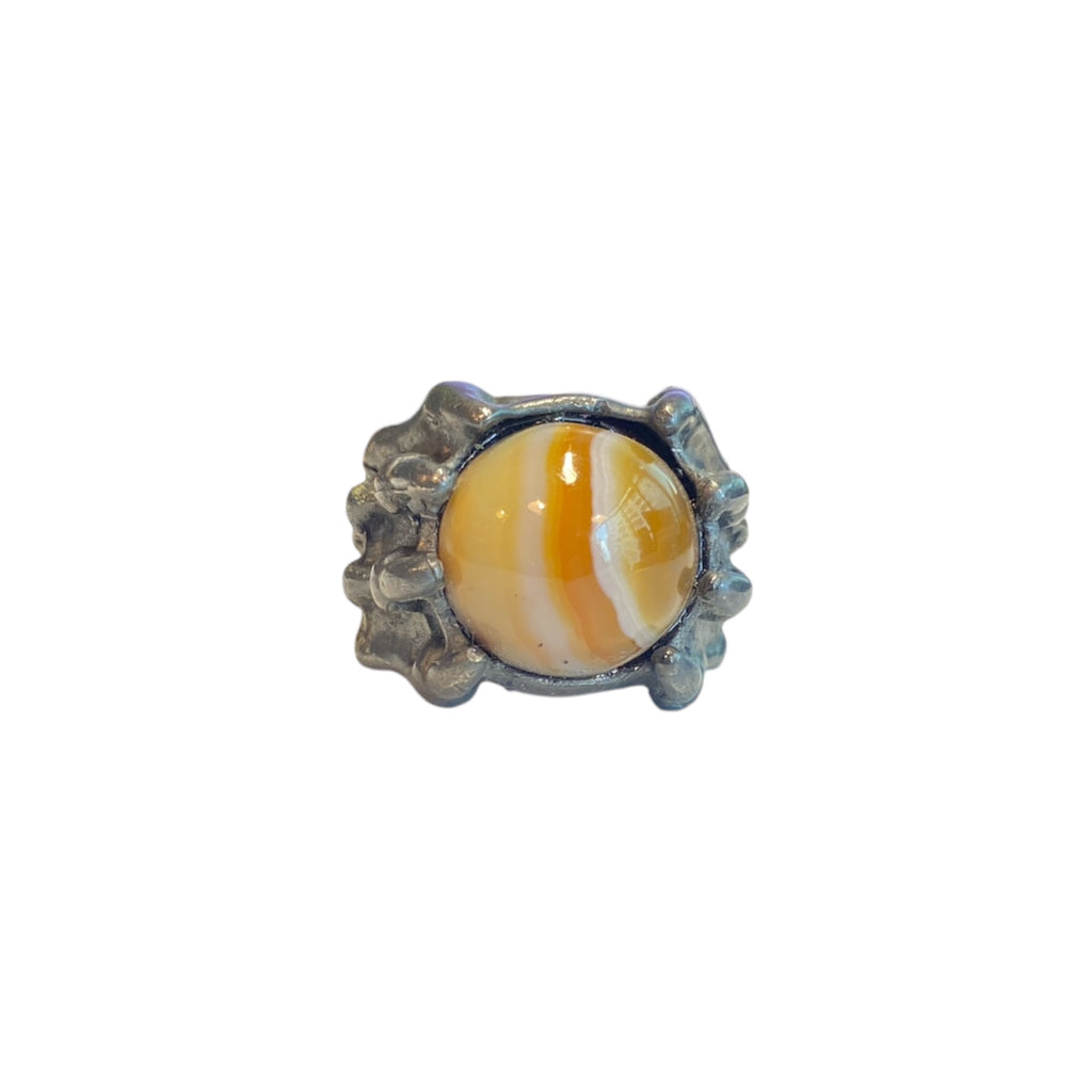 SKULL HAND STONE RING